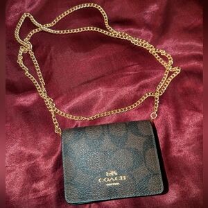 Coach Brown and Gold Chain Crossbody Bag